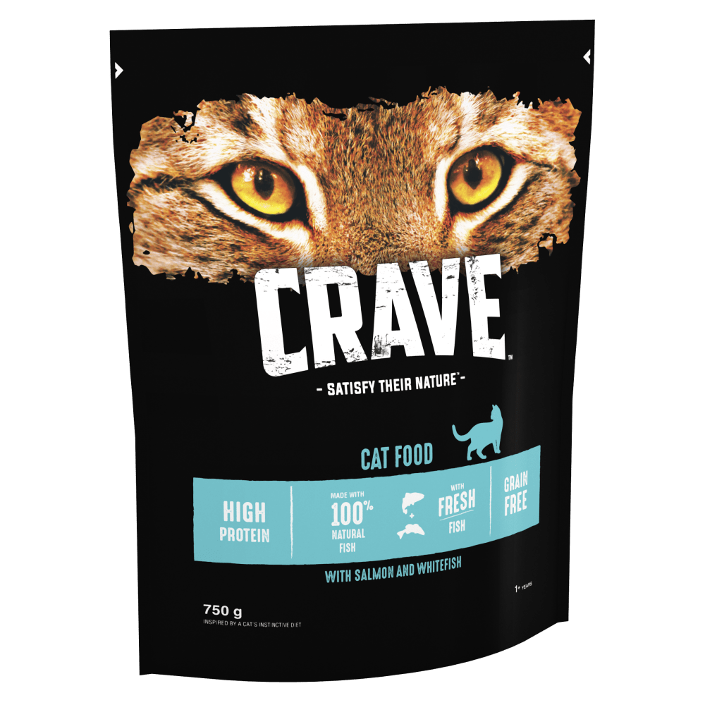 CRAVE™ Adult Dry Cat Food with Salmon and Whitefish 750g, 2.8kg & 7kg - 1