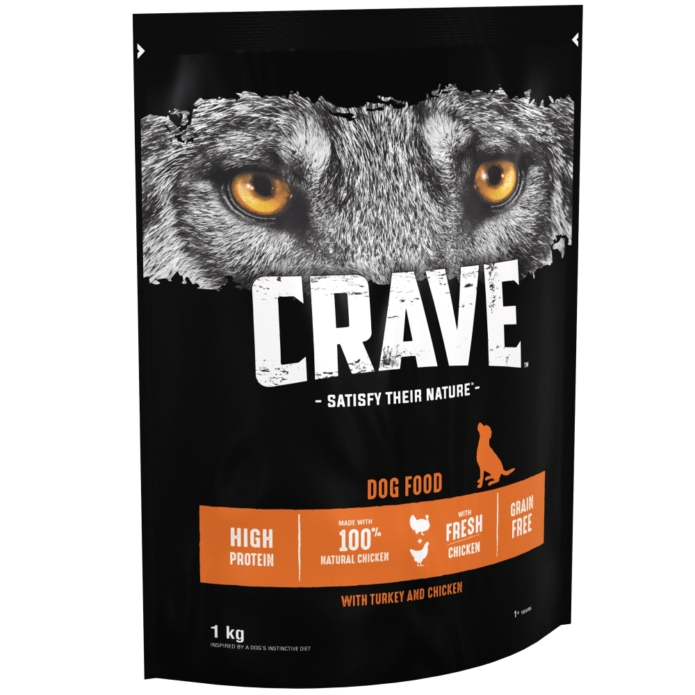 CRAVE™ Adult Dry Dog Food with Turkey & Chicken 1kg, 2.8kg, 7kg & 11.5kg - 1